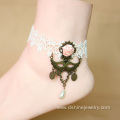 Wedding Bridal White Lace Anklet Crochet Beach Foot Jewelry